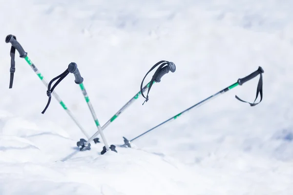 Pólos de esqui na neve — Fotografia de Stock