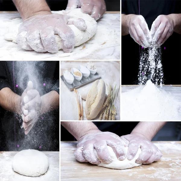 Maken brood collage — Stockfoto