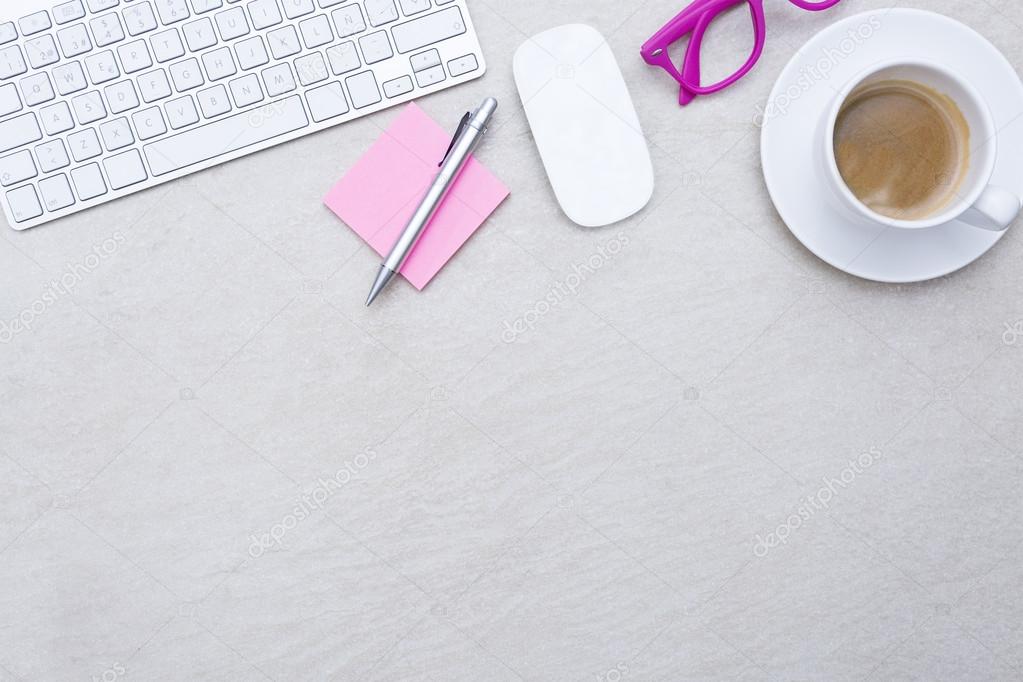 Business Desk And A Cup Of Coffee Stock Photo C Click And Photo