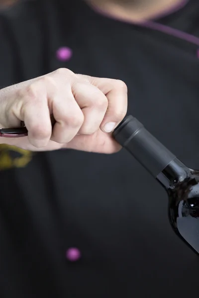 Uncorking a bottle — Stock Photo, Image