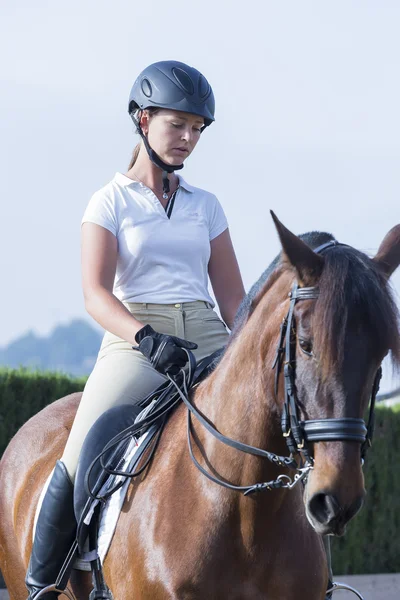 Girl rider on horseback — Stock Photo, Image
