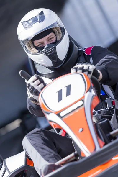 Karting racer ready for race — Stok fotoğraf