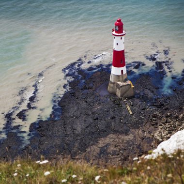 aerial photography of a lighthouse and sea clipart