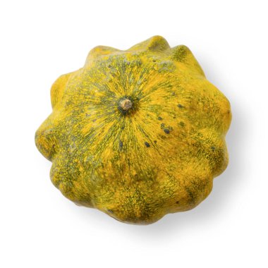 Beyaz arka planda izole edilmiş turuncu balkabağı Cadılar Bayramı. Düz yerde, üst tarafta. Sonbahar asgari kavramı.