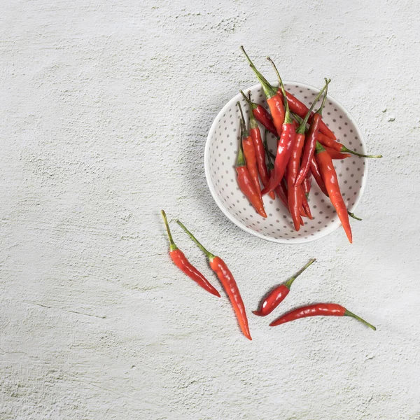 Veel Rode Hete Miniatuur Peper Plaat Het Betonnen Oppervlak Van — Stockfoto