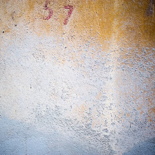 Die Blau Gelbe Rissige Betonwand Alte Mauer — Stockfoto