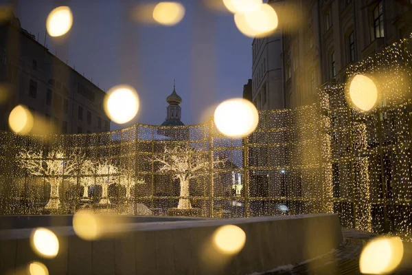 Moscú Rusia Diciembre 2020 Las Calles Están Decoradas Con Luces —  Fotos de Stock