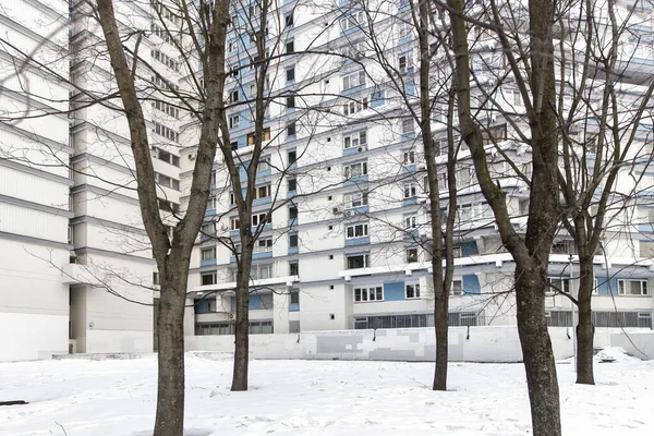 Moskau Russland März 2021 Gebiet Tschertanowo Typische Blockhochhäuser Stadtrand — Stockfoto