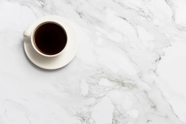 Cup Coffee Marble Background Copy Space — Stock fotografie