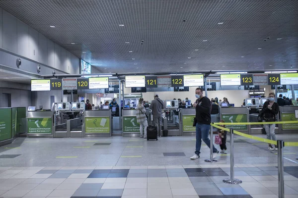 Moscou Rússia 2021 Aeroporto Moscou Domodedovo Este Dos Maiores Aeroportos — Fotografia de Stock