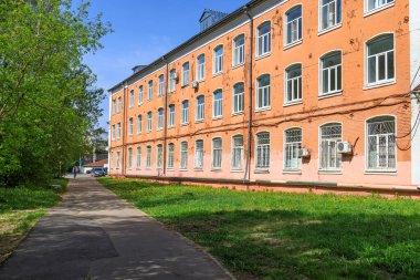 Yegoryevsk, Moskova bölgesi, Rusya - 19 Mayıs 2021, Khludovsky Manufactory, Yegoryevsk 'in 1870' te açılan ilk dokuma fabrikası oldu..