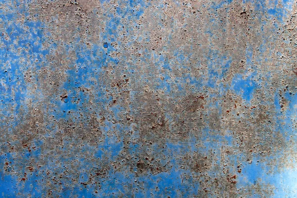Fragmento Viejo Pelado Agrietado Metal Oxidado Pared Azul Antiguo Granero — Foto de Stock