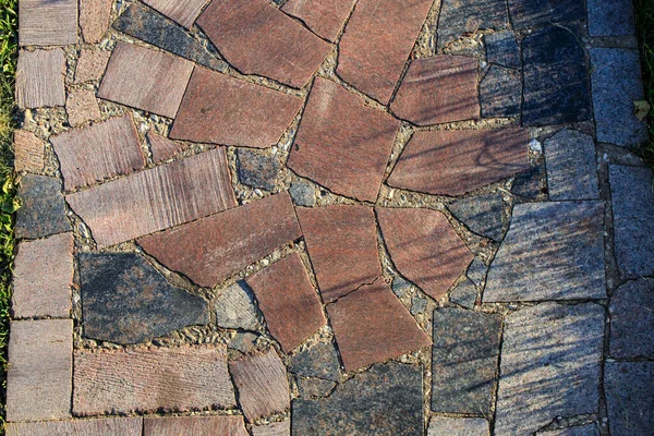 Uma Amostra Pedras Pavimentação Com Pedras Decorativas Colocadas Forma Desigual — Fotografia de Stock