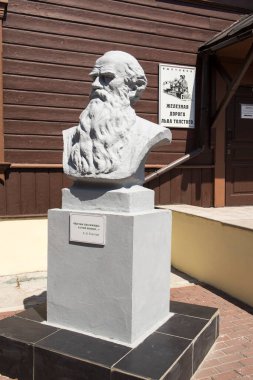 Yasnaya Polyana, Rusya - Temmuz 2021: Yasnaya Polyana 'da Tren İstasyonu Müzesi Kozlova Zaseka - Ünlü yazar Leo Tolstoy' un Son Tren İstasyonu