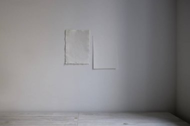 İskandinav tarzı. İç dizayn. - Evet. Duvara iki boş kağıt yapıştırılmış. Metin için boş boşluk