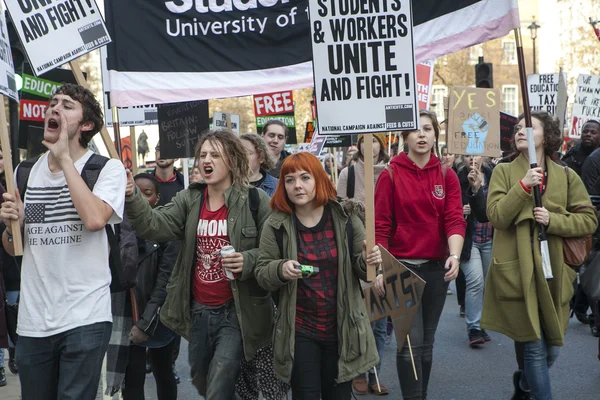 在伦敦的学生抗议活动 — 图库照片