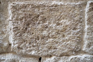 Gözenekli açık renkli taş bloğun makro görüntüsü.