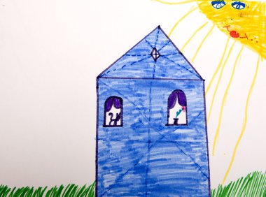 çocuğun resim. Güneşli bir gün evde