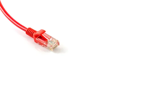 Anschlüsse Rotes Netzwerkkabel Rotes Lan Kabel Hintergrund — Stockfoto