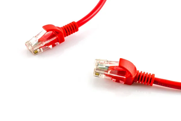 Connections Red Network Cable Red Lan Cable Background — Stock Photo, Image