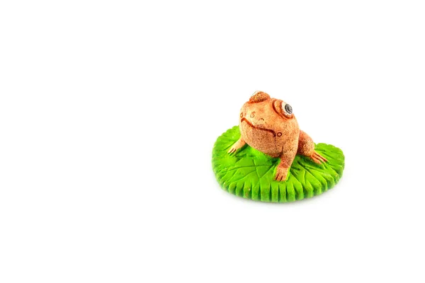 Green Frog Toy White Background Decorate Garden — Stock Photo, Image