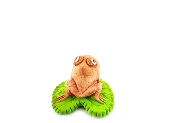 Green Frog Toy White Background Decorate Garden — Stock Photo, Image