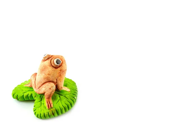 Green Frog Toy White Background Decorate Garden — Stock Photo, Image