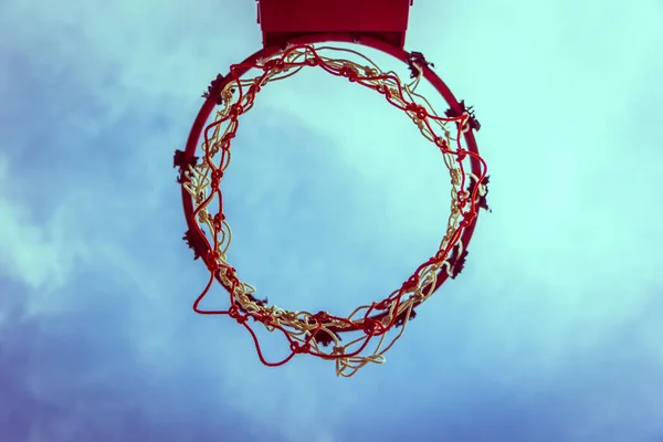 Aro Baloncesto Madera Durante Puesta Del Sol —  Fotos de Stock