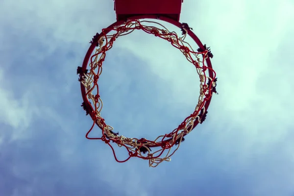 Wooden Basketball Hoop Sunset — Stock Photo, Image
