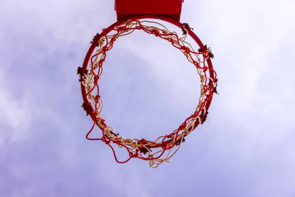 Canestro Basket Legno Durante Tramonto — Foto Stock