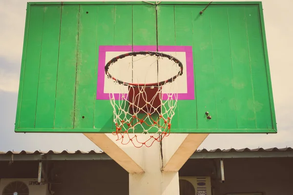 Old wooden basketball hoop background