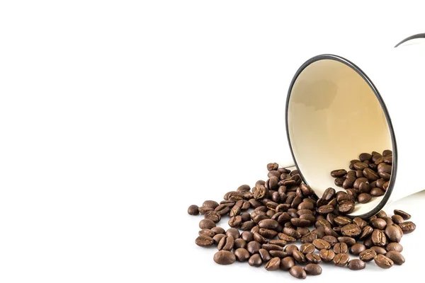 Coffee Cup Coffee Beans White Background — Stock Photo, Image