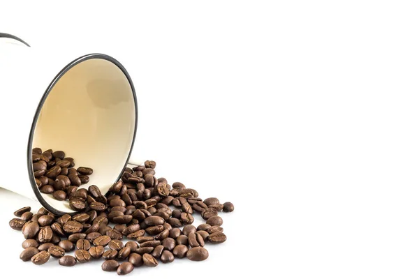 Coffee Cup Coffee Beans White Background — Stock Photo, Image