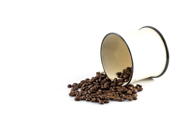 Coffee Cup Coffee Beans White Background — Stock Photo, Image