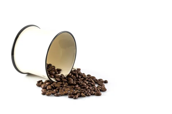 Coffee Cup Coffee Beans White Background — Stock Photo, Image