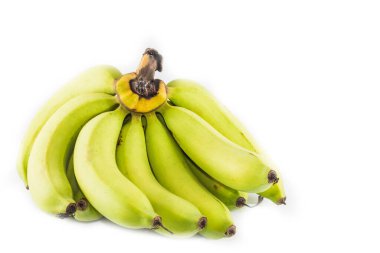 Beyaz arkaplanda yeşil muz demeti