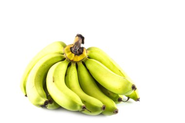 Beyaz arkaplanda yeşil muz demeti