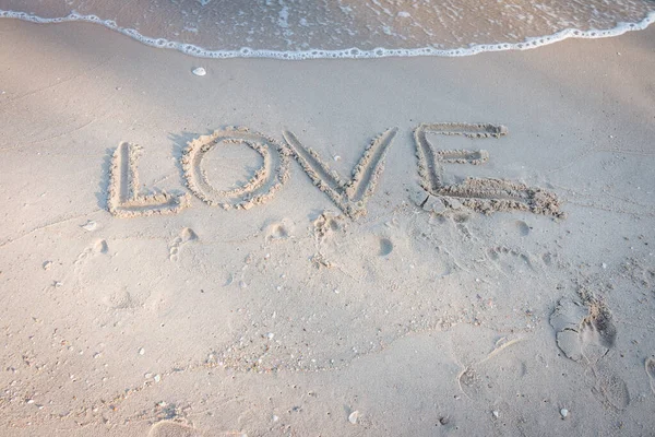 Messaggio Amore Scritto Fondo Alla Sabbia — Foto Stock