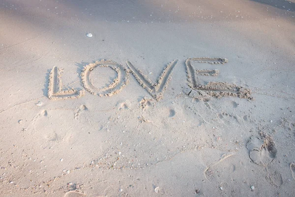 Liebesbotschaft Sand Hintergrund — Stockfoto