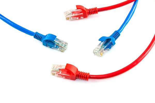 Netwerk Internet Kabel Geïsoleerd Witte Achtergrond — Stockfoto