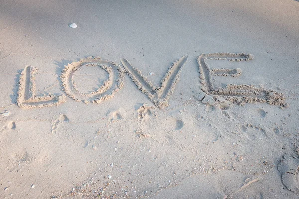 Любовное Послание Написанное Песке Стоковое Изображение
