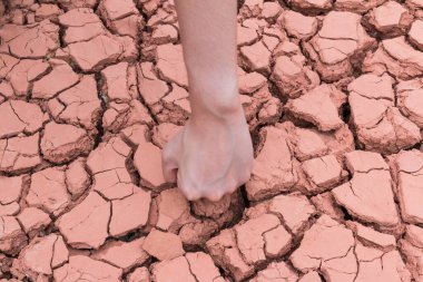 Yumruk eller kuru toprağa ya da çatlak yeryüzüne.