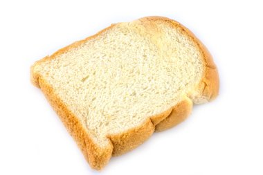 Beyaz arkaplanda izole edilmiş beyaz ekmek dilimi
