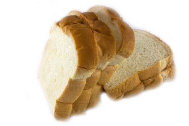 Beyaz arkaplanda izole edilmiş beyaz ekmek dilimi