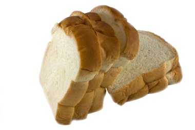 Beyaz arkaplanda izole edilmiş beyaz ekmek dilimi