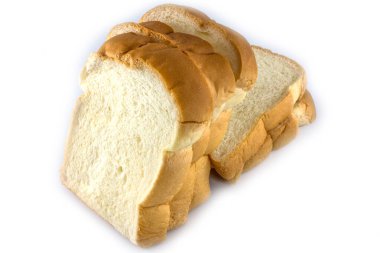 Beyaz arkaplanda izole edilmiş beyaz ekmek dilimi