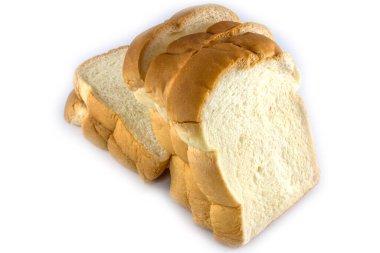 Beyaz arkaplanda izole edilmiş beyaz ekmek dilimi