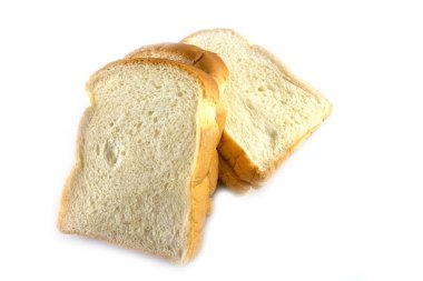 Beyaz arkaplanda izole edilmiş beyaz ekmek dilimi