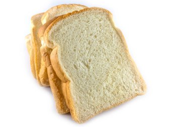 Beyaz arkaplanda izole edilmiş beyaz ekmek dilimi