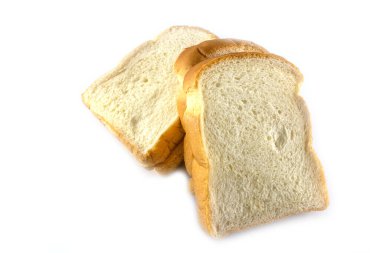 Beyaz arkaplanda izole edilmiş beyaz ekmek dilimi